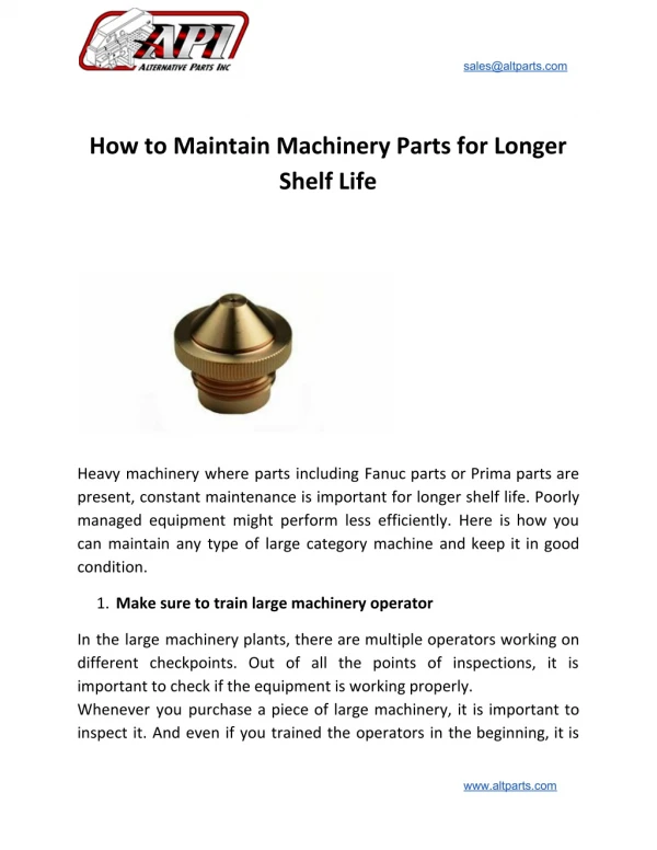 How to Maintain Machinery Parts for Longer Shelf Life
