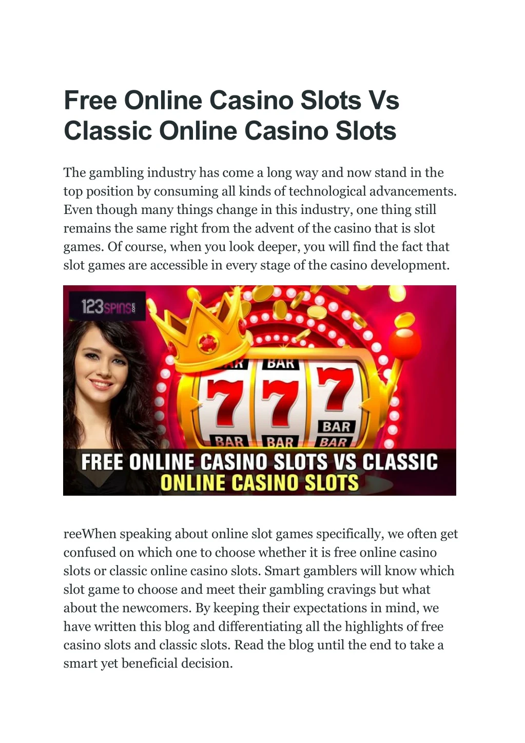 free online casino slots vs classic online casino
