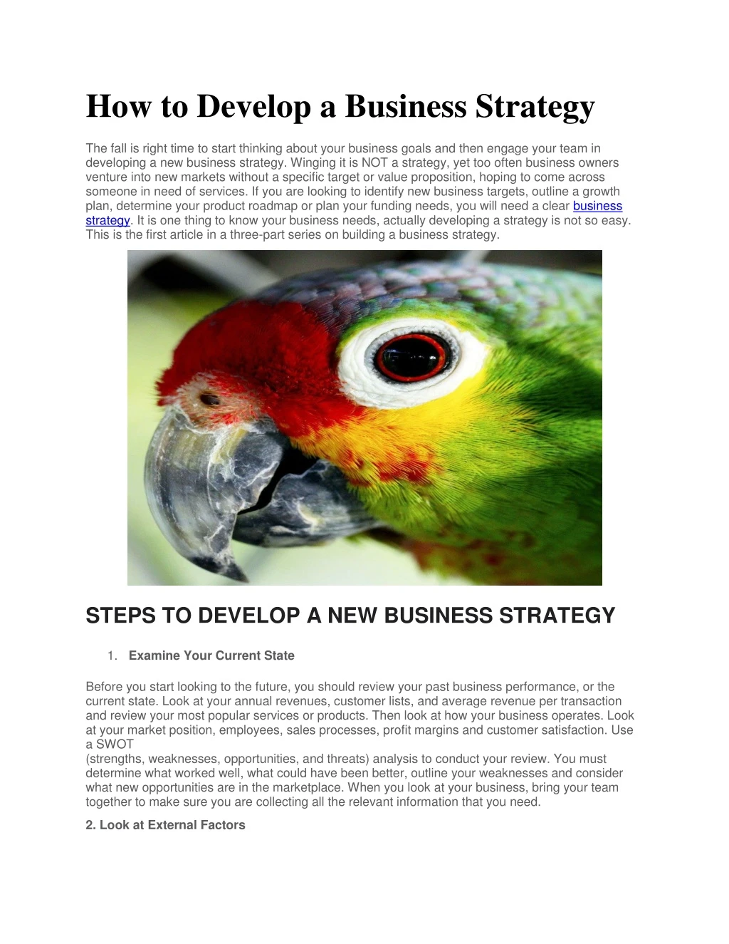 how to develop a business strategy
