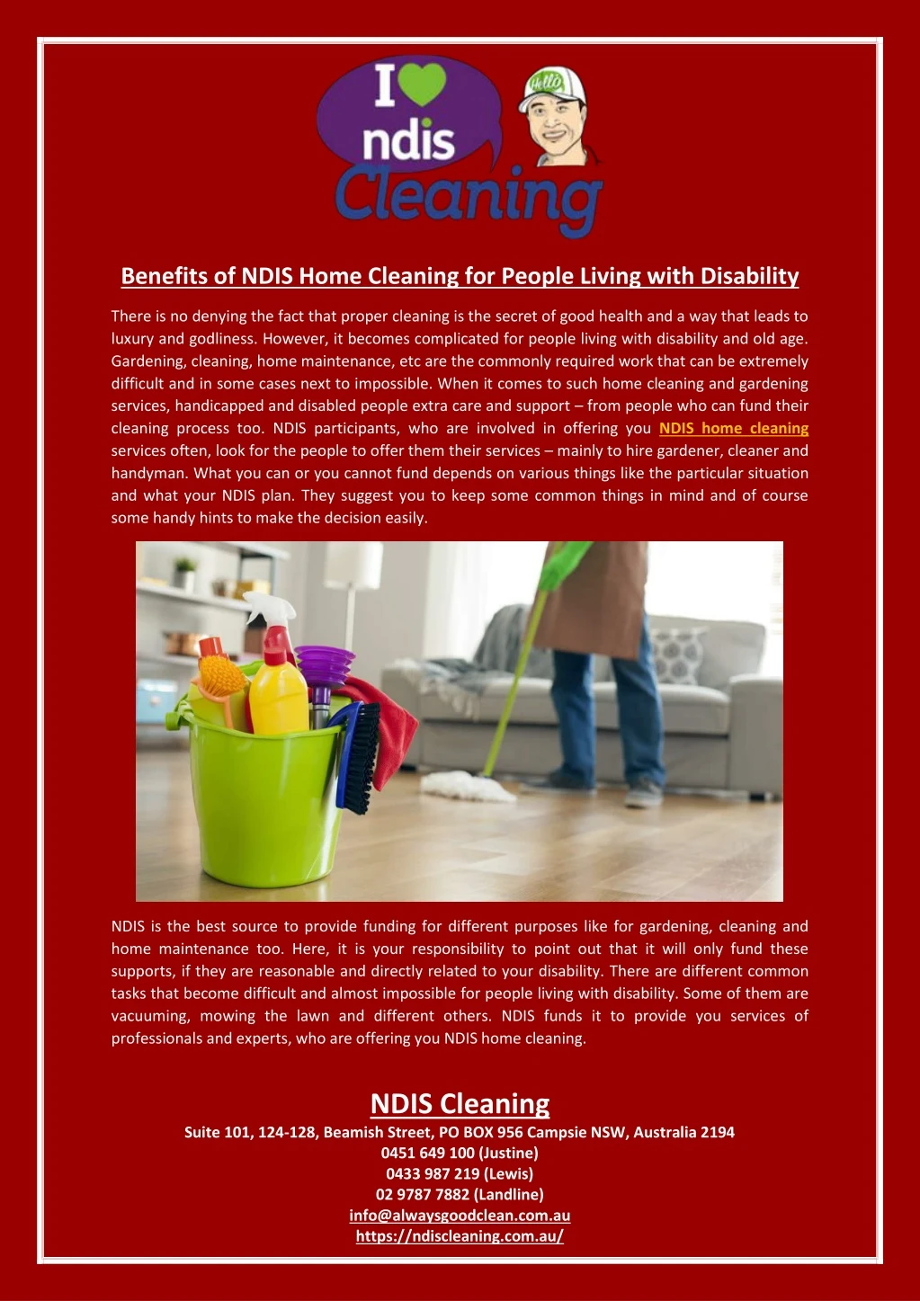 benefits of ndis home cleaning for people living