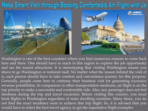 Make Smart Visit through Booking Comfortable Air Flight with Us