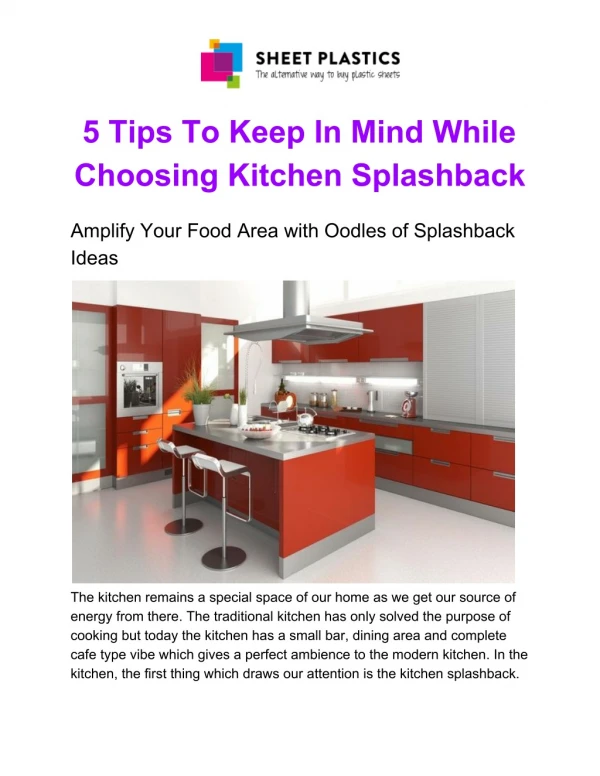 5 Tips To Keep In Mind While Choosing Kitchen Splashback