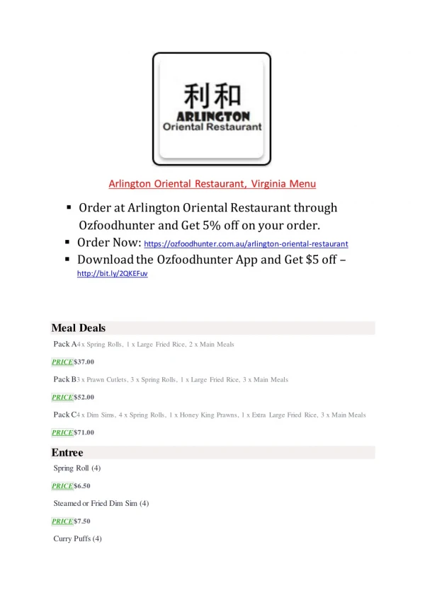 15% Off - Arlington Oriental Restaurant-Virginia - Order Food Online