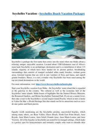 Seychelles Vacation - Seychelles Beach Vacation Packages - slide 1