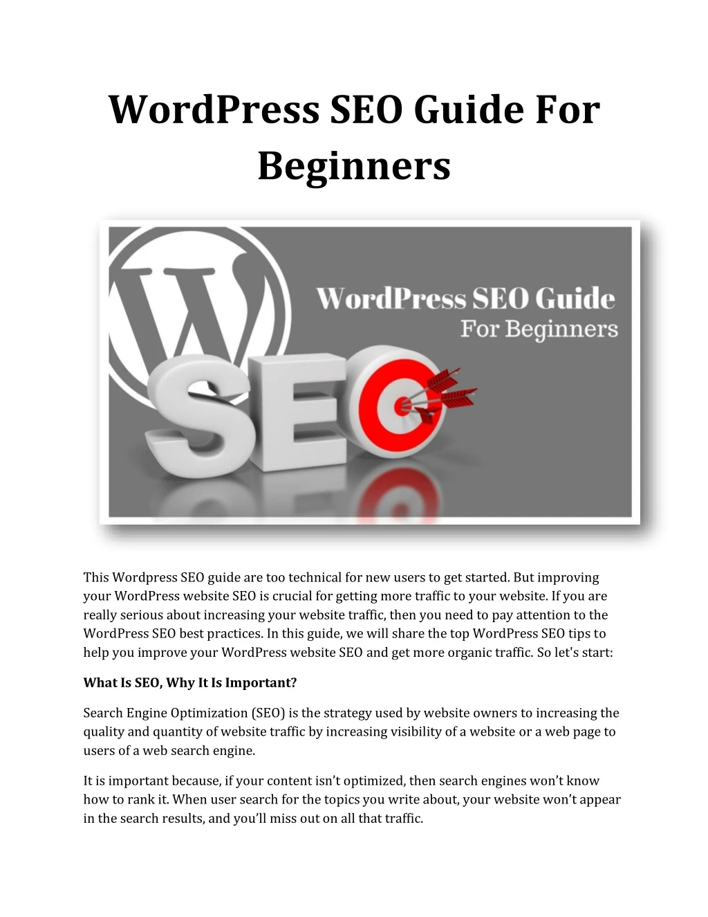 wordpress seo guide for beginners