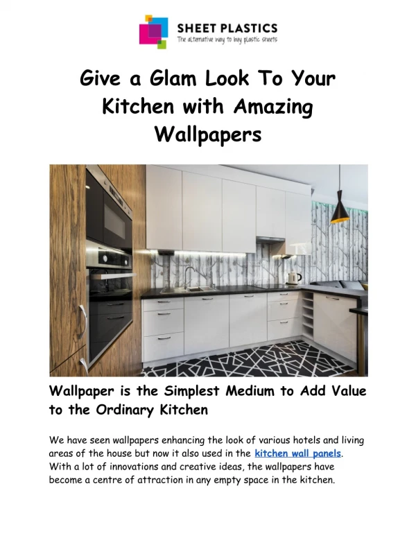 Give a Glam Look To Your Kitchen with Amazing Wallpapers