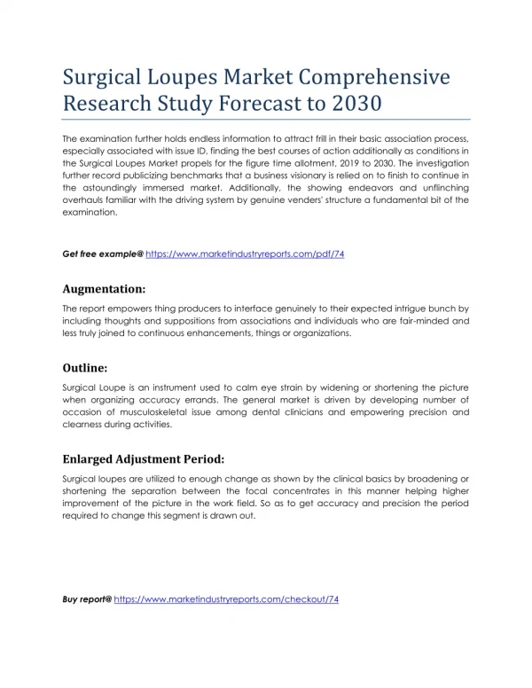 Surgical Loupes Market Comprehensive Research Study Forecast to 2030