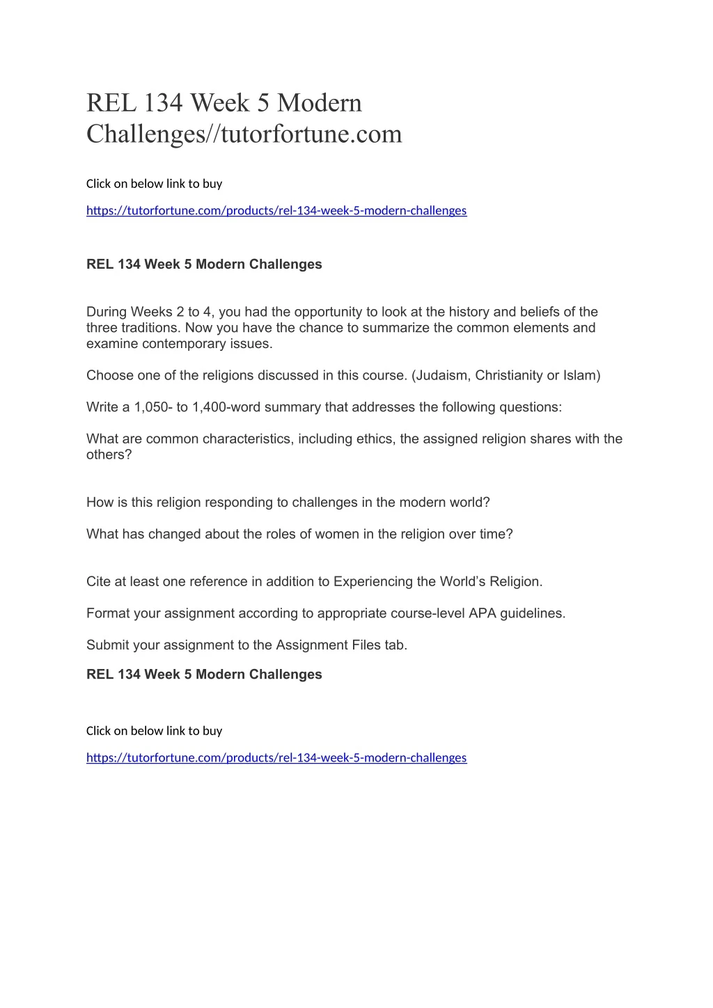 rel 134 week 5 modern challenges tutorfortune com