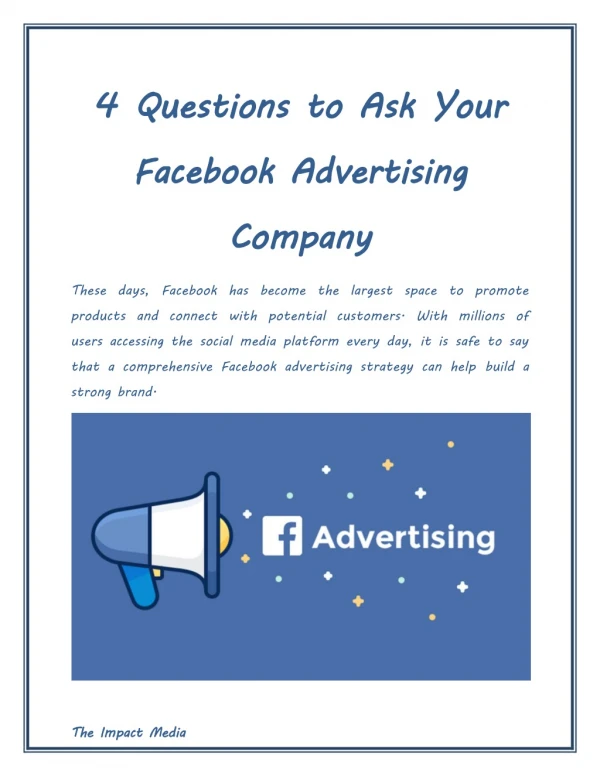 4 Questions to Ask Your Facebook Advertising Company