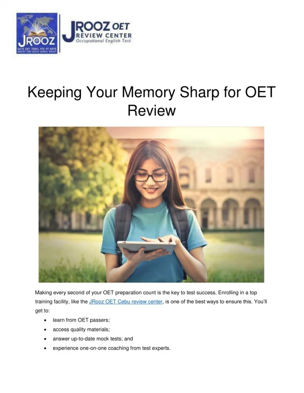 Keeping Your Memory Sharp for OET Review