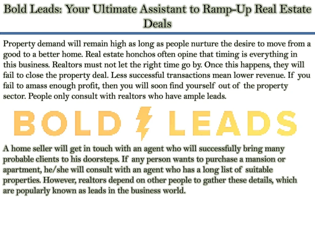 bold leads your ultimate assistant to ramp