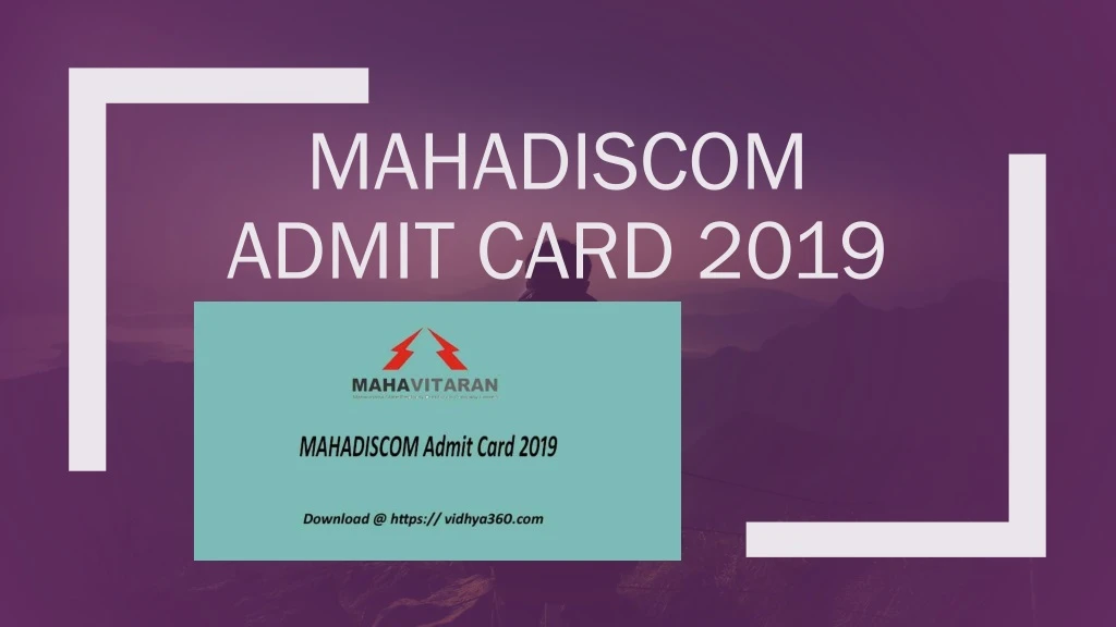 mahadiscom admit card 2019