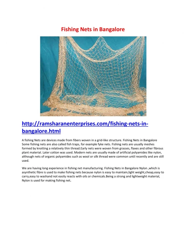 Fishing Nets in Bangalore