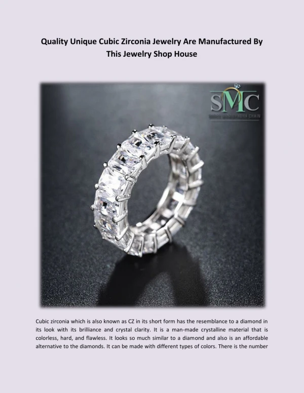 Quality Unique Cubic Zirconia Jewelry Are Manufactured By This Jewelry Shop House