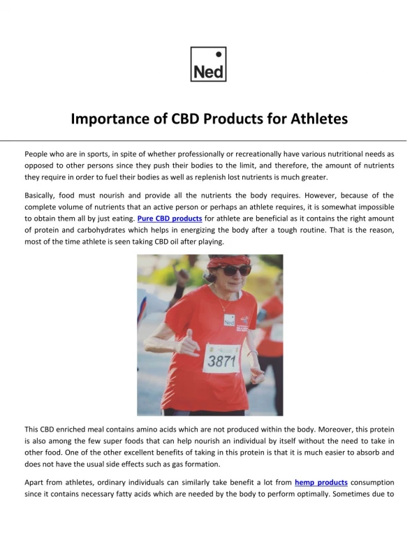 Importance of CBD Products for Athletes