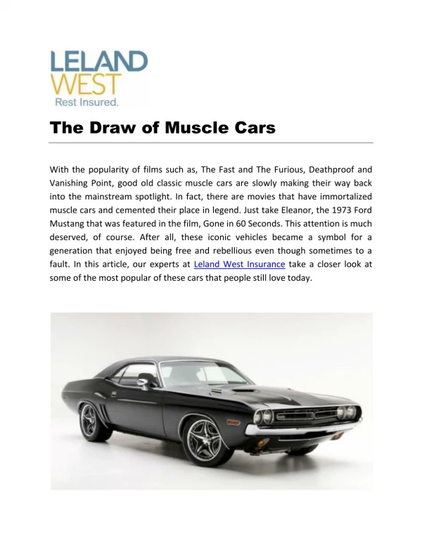 The Draw of Muscle Cars