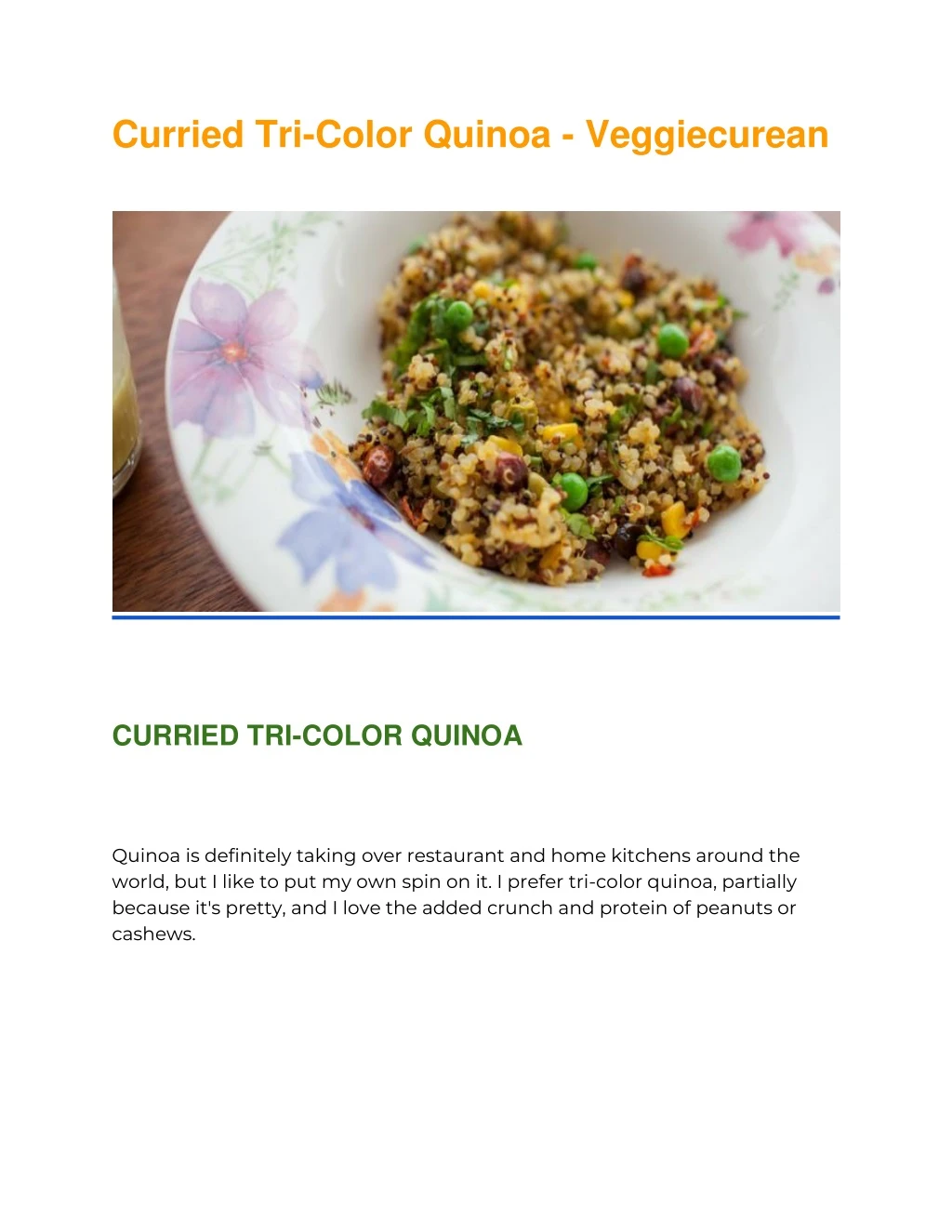 curried tri color quinoa veggiecurean