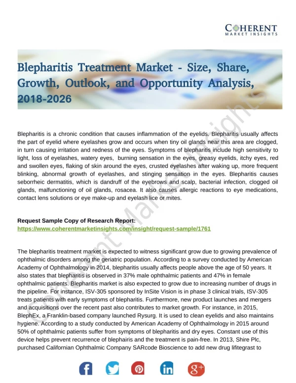 Blepharitis Treatment Market Share To 2026 Anticipeted By Global Key Players