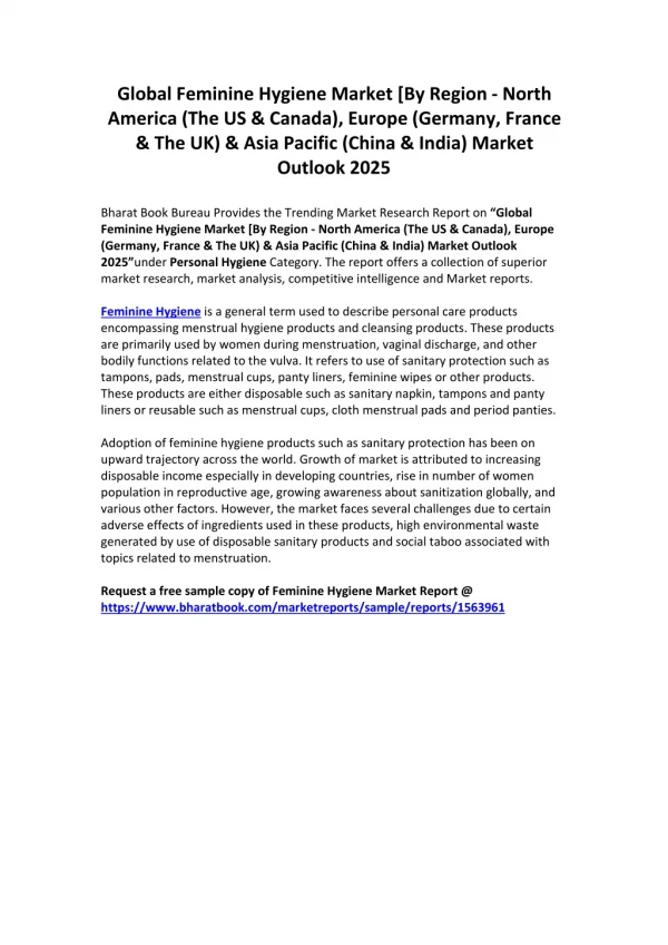 Global Feminine Hygiene Market Outlook 2025