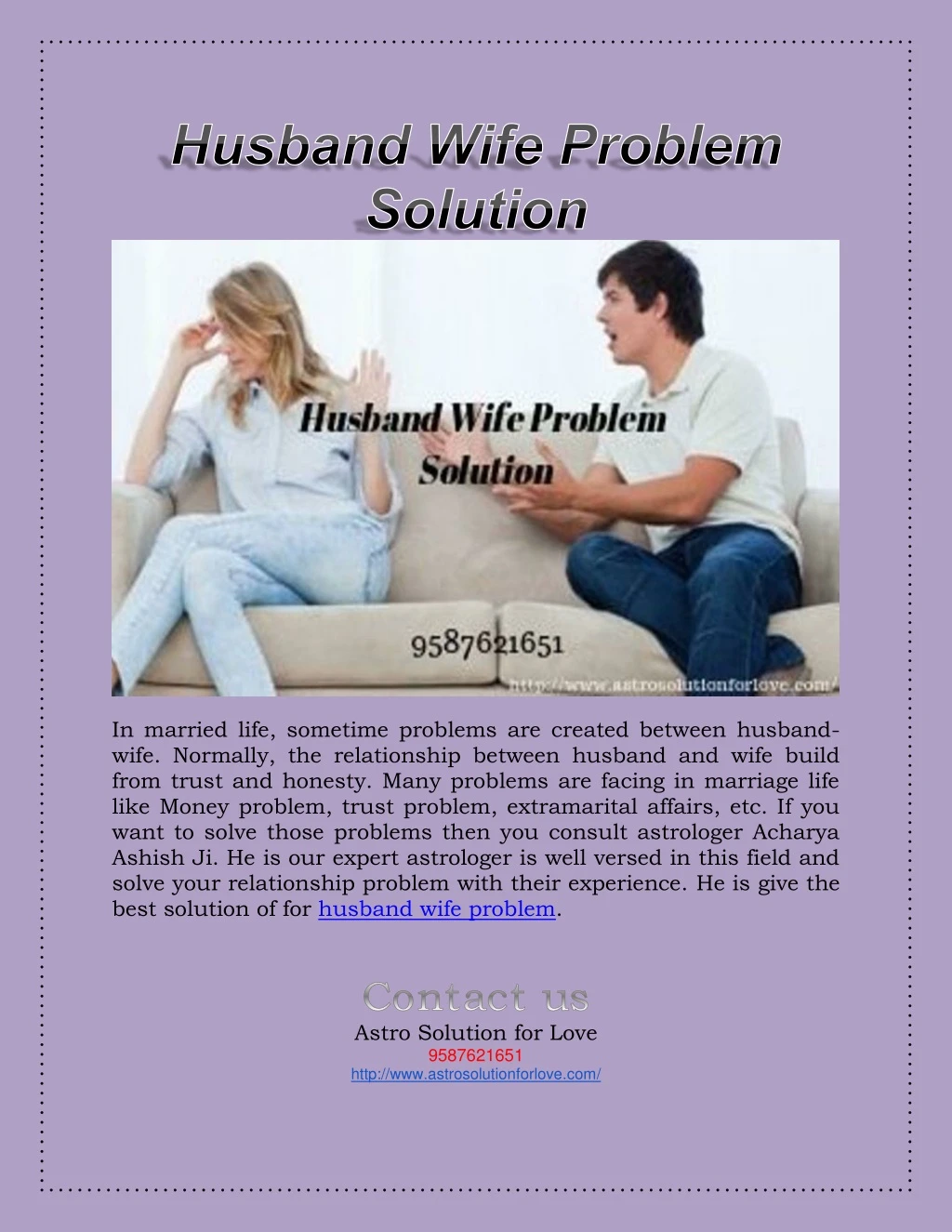 in married life sometime problems are created