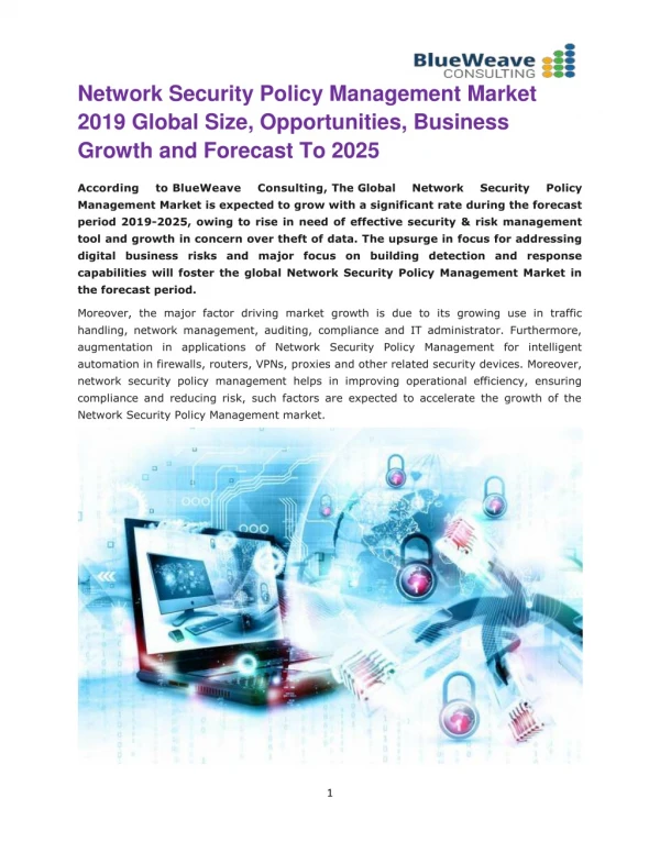 Network Security Policy Management Market 2019 Global Size, Opportunities, Business Growth and Forecast To 2025