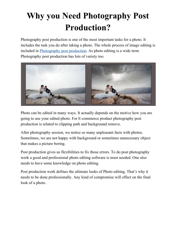 Why you Need Photography Post Production?
