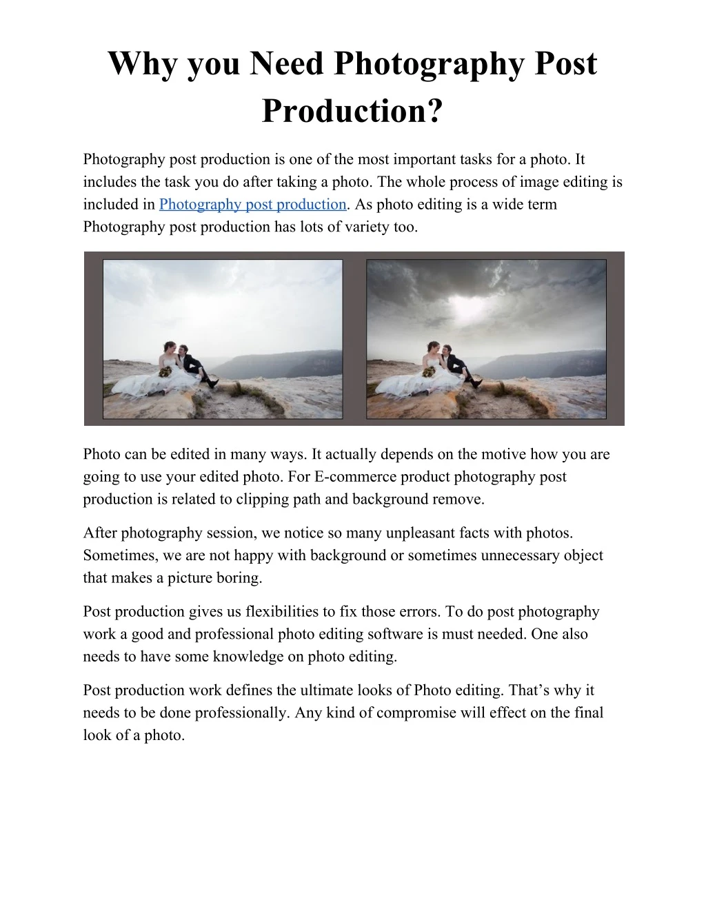 why you need photography post production