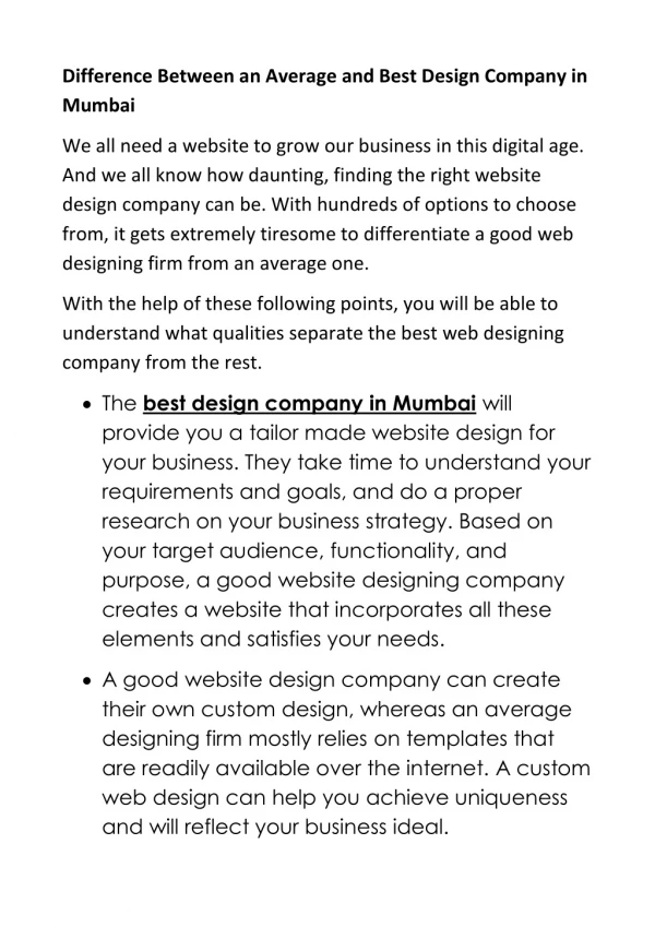 Difference Between an Average and Best Design Company in Mumbai