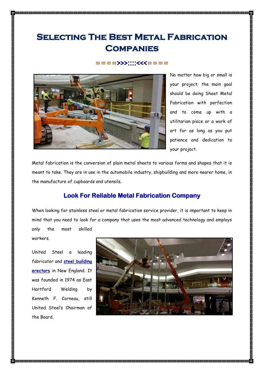 selecting the best metal fabrication selecting