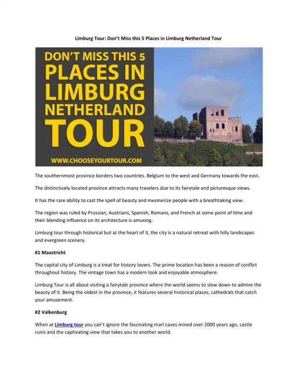 Limburg Tour : Don’t Miss this 5 Places in Limburg Netherland Tour