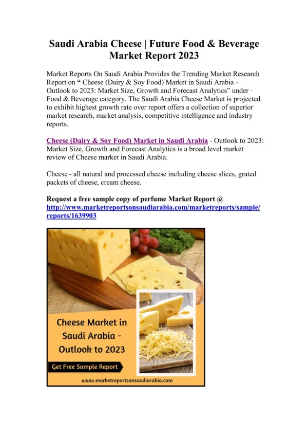 Saudi Arabia Cheese | Future Market Report 2023