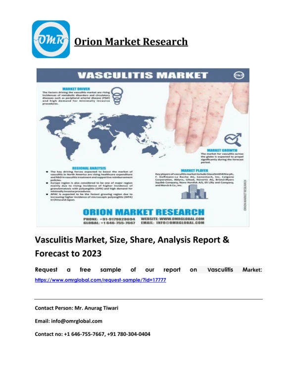Vasculitis Market: Global Trends, Growth & Forecast 2018-2023