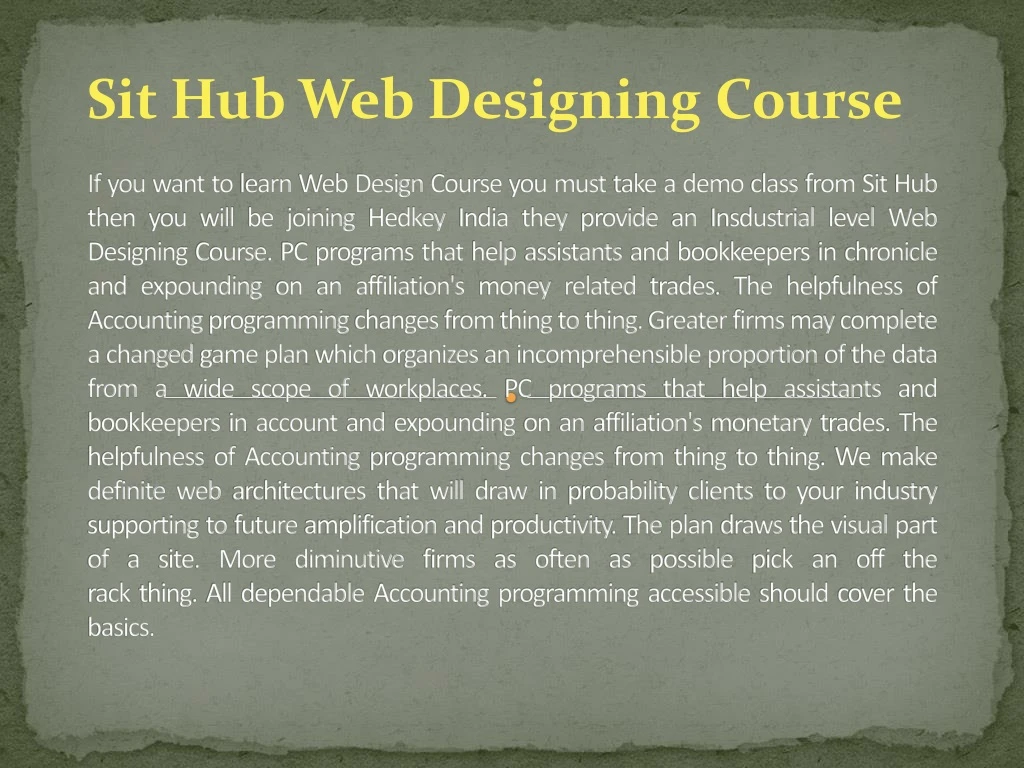 sit hub web designing course