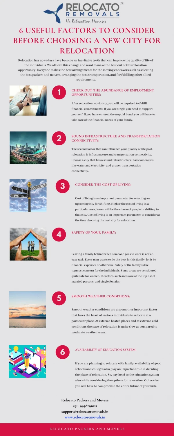 6 Useful Factors to Consider Before Choosing a New City for Relocation