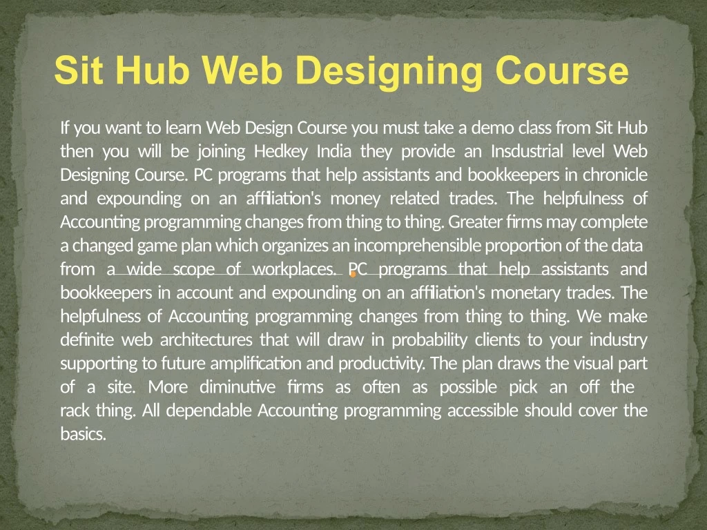 sit hub web designing course