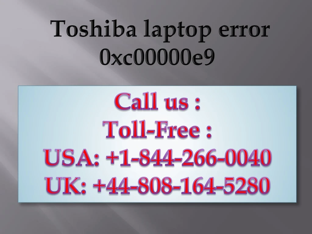 toshiba laptop error 0xc00000e9