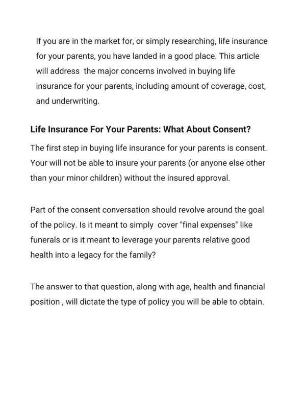 Life insurance for elderly parents