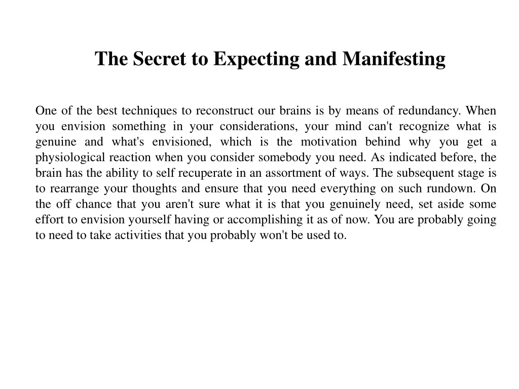 the secret to expecting and manifesting