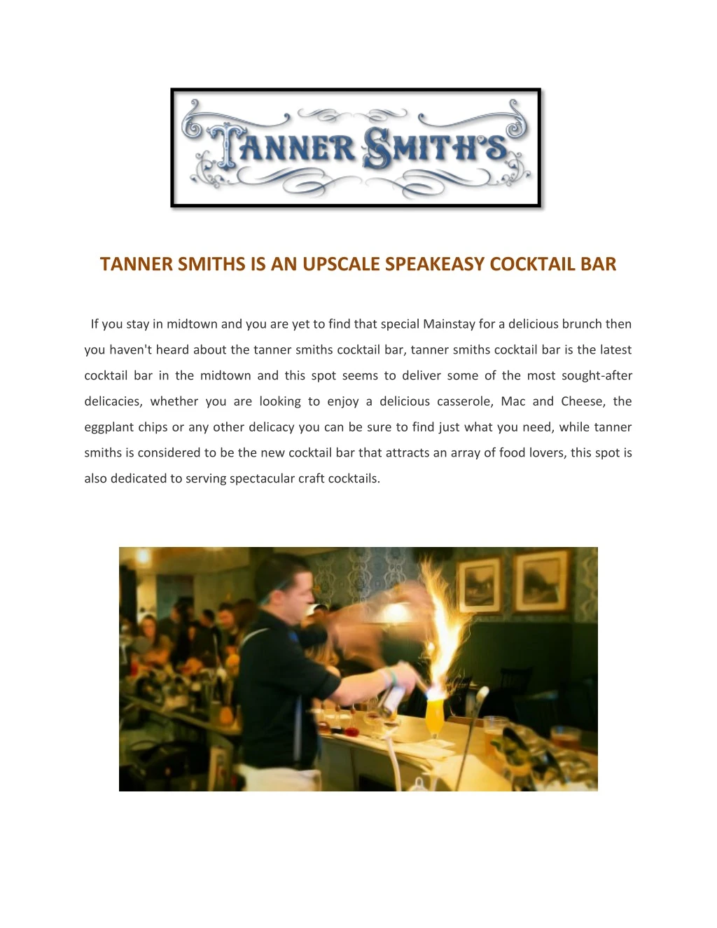 tanner smiths is an upscale speakeasy cocktail bar