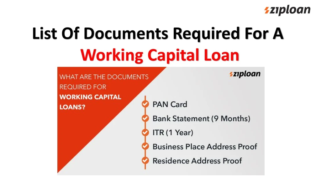 list of documents required for a working capital