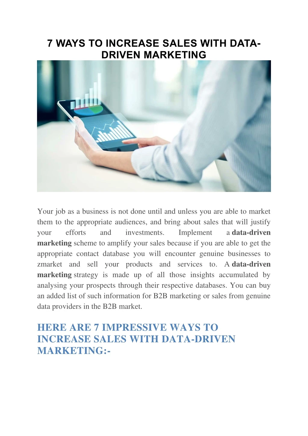 7 ways to increase sales with data driven