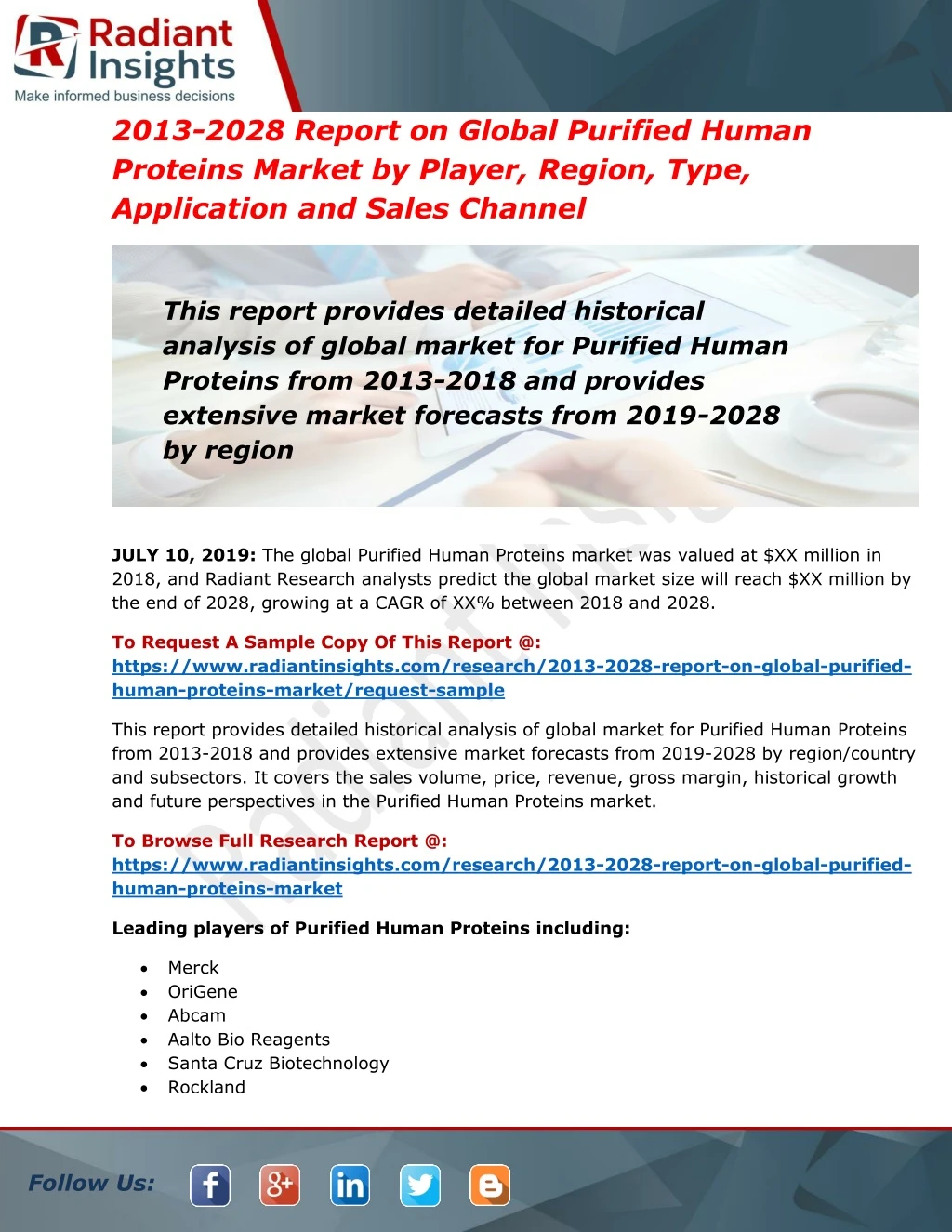2013 2028 report on global purified human