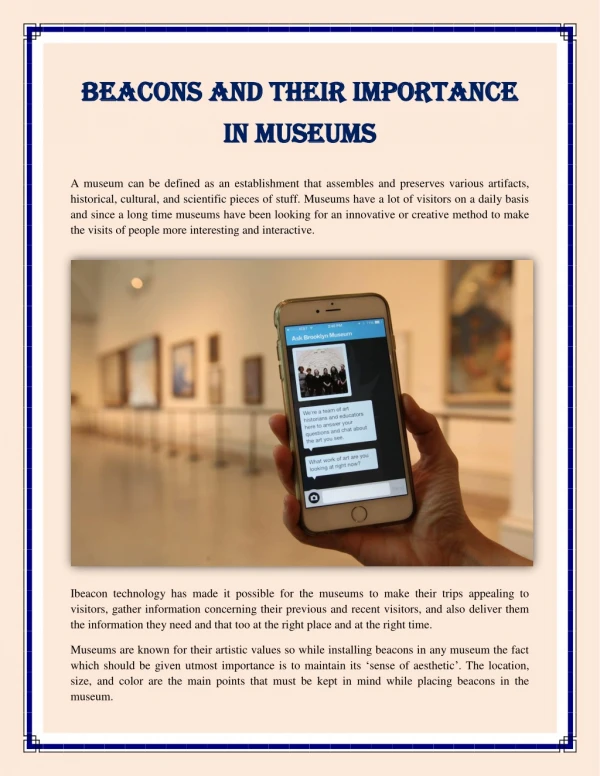BEACONS AND THEIR IMPORTANCE IN MUSEUMS