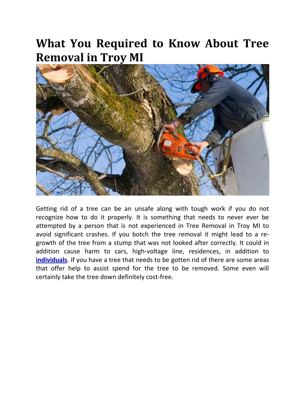 what you required to know about tree removal