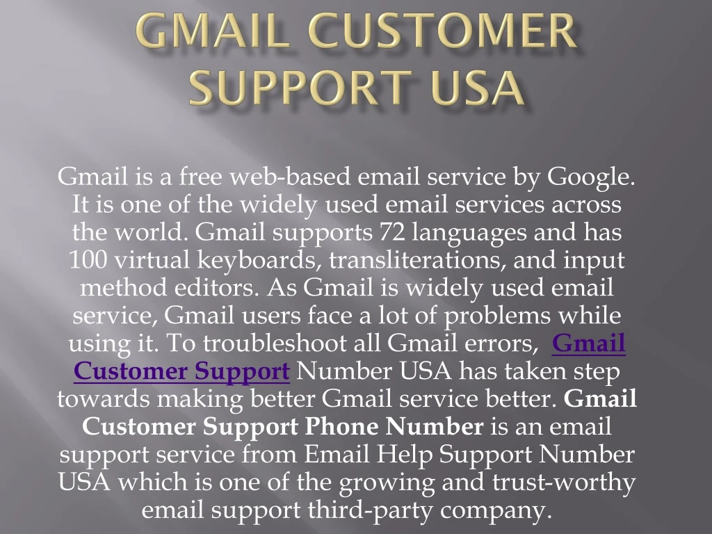 gmail customer support usa
