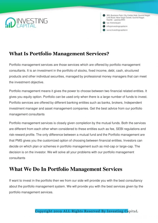 Best Portfolio Management Services in Nashik | Portfolio Management Consultants near Me