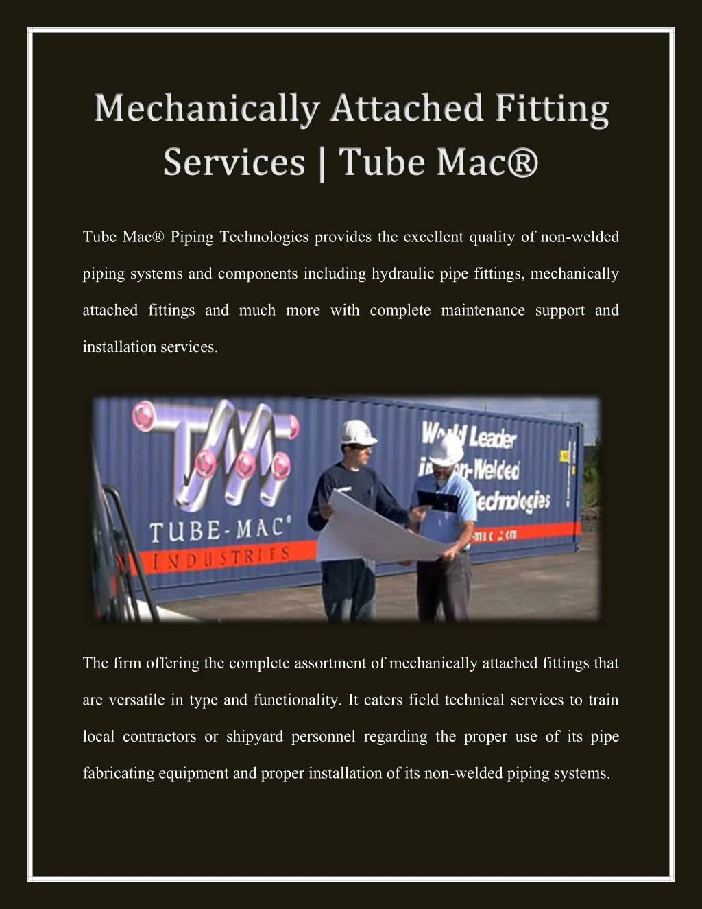 tube mac piping technologies provides