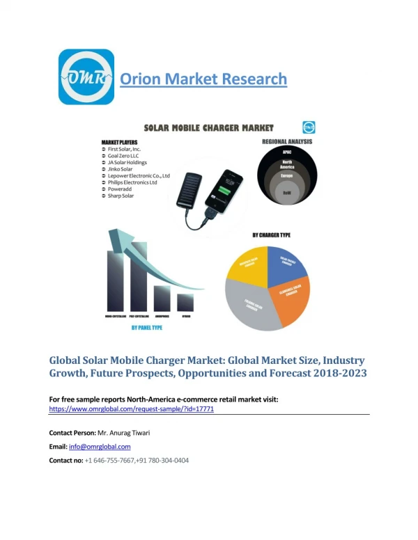 Solar Mobile Charger Market: Global Industry Growth, Market Size, Market Share and Forecast 2018-2023