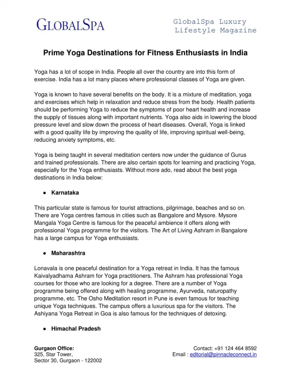 Prime Yoga Destinations for Fitness Enthusiasts in India