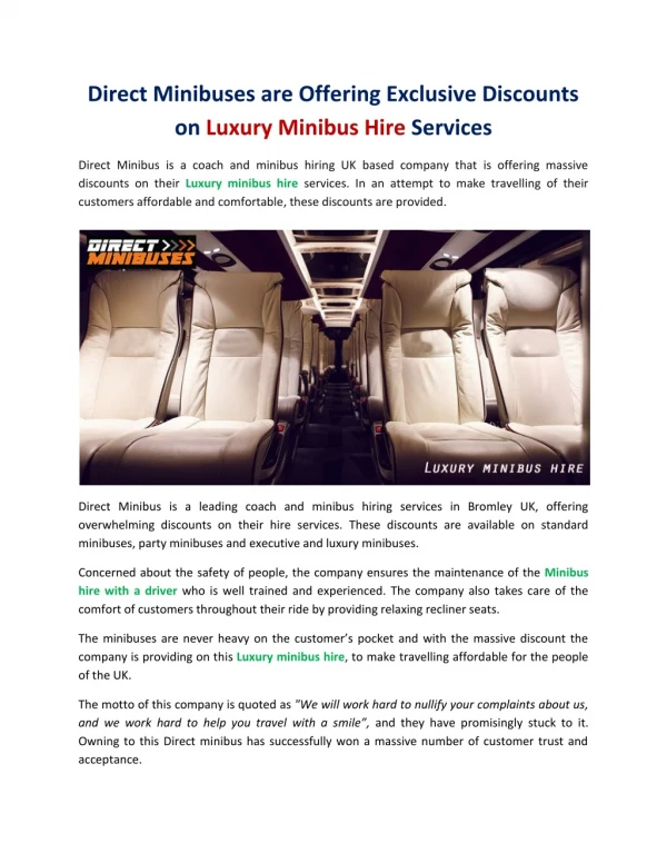 Luxury minibus hire